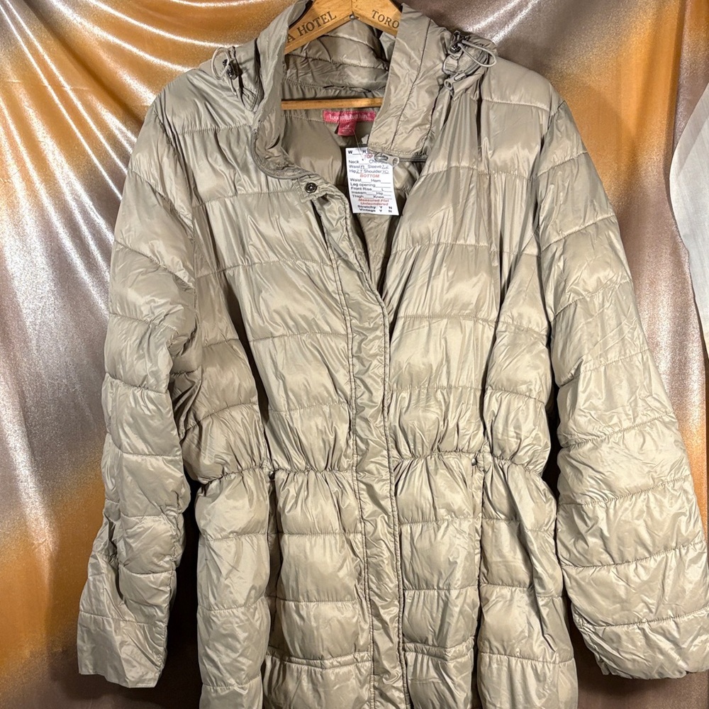 Women Within 2x with snatched waist. Women's Tan Puffer Coat bag b65
